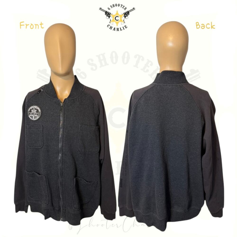 Vintage Y2K ROCAWEAR Zip Up Sweater Men's Size 3XL Gray Cozy Jacket w/ Pockets